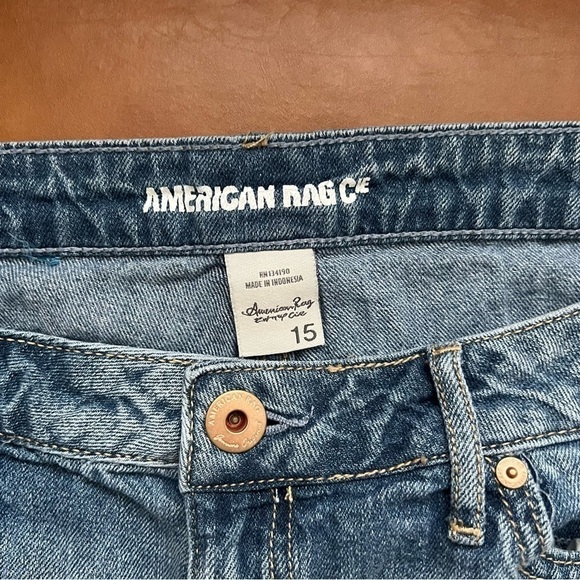 American Rag Cie Mom 100% Cotton Denim Jeans Raw Hem size 15 - Picture 3 of 9